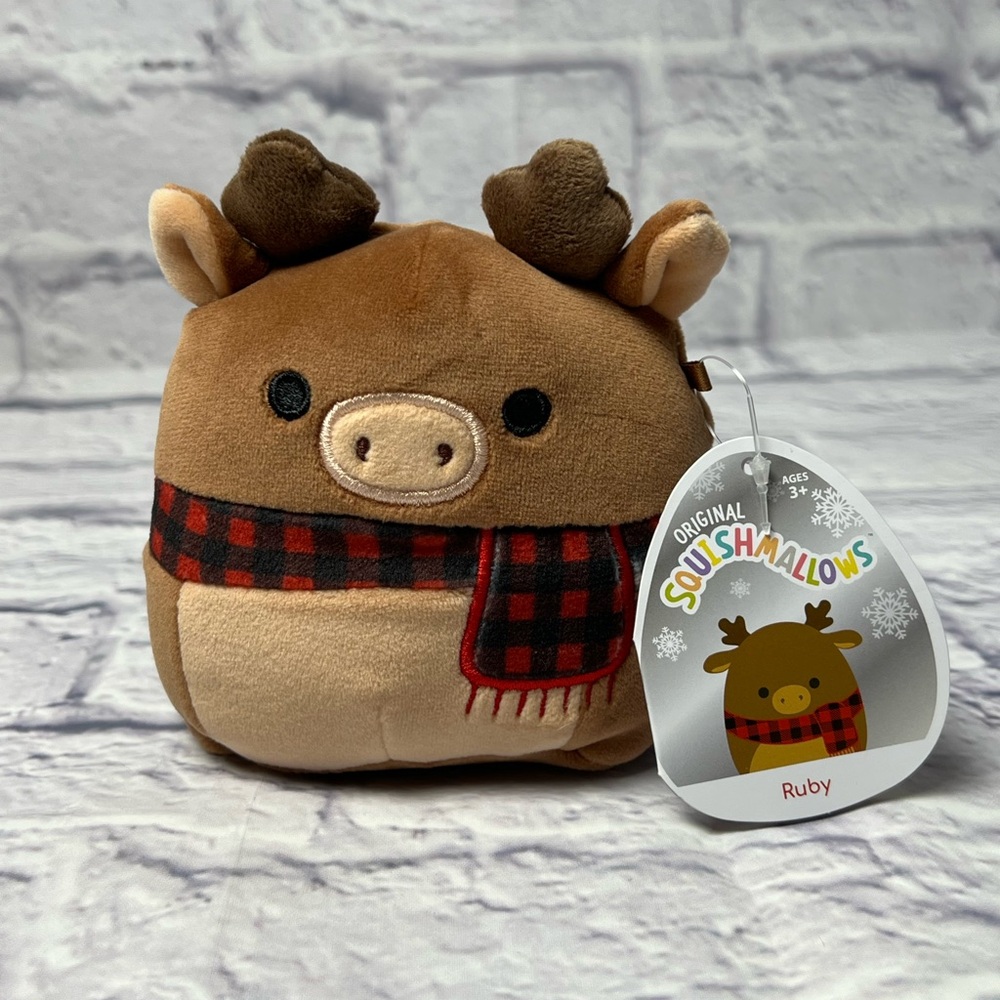Squishmallows Reindeer Plush Ruby with Checkered Scarf